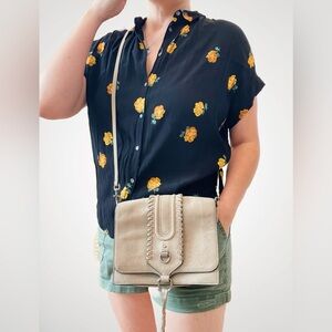 Rebecca Minkoff Paige Gusseted Convertible Crossbody Bag in Gray Suede